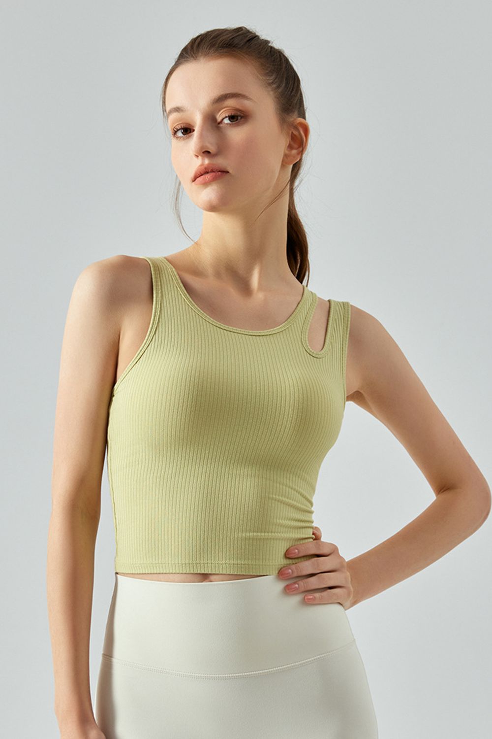 YogaFlex Ribbed Round Neck Sports Tank Top - FleekGoddess