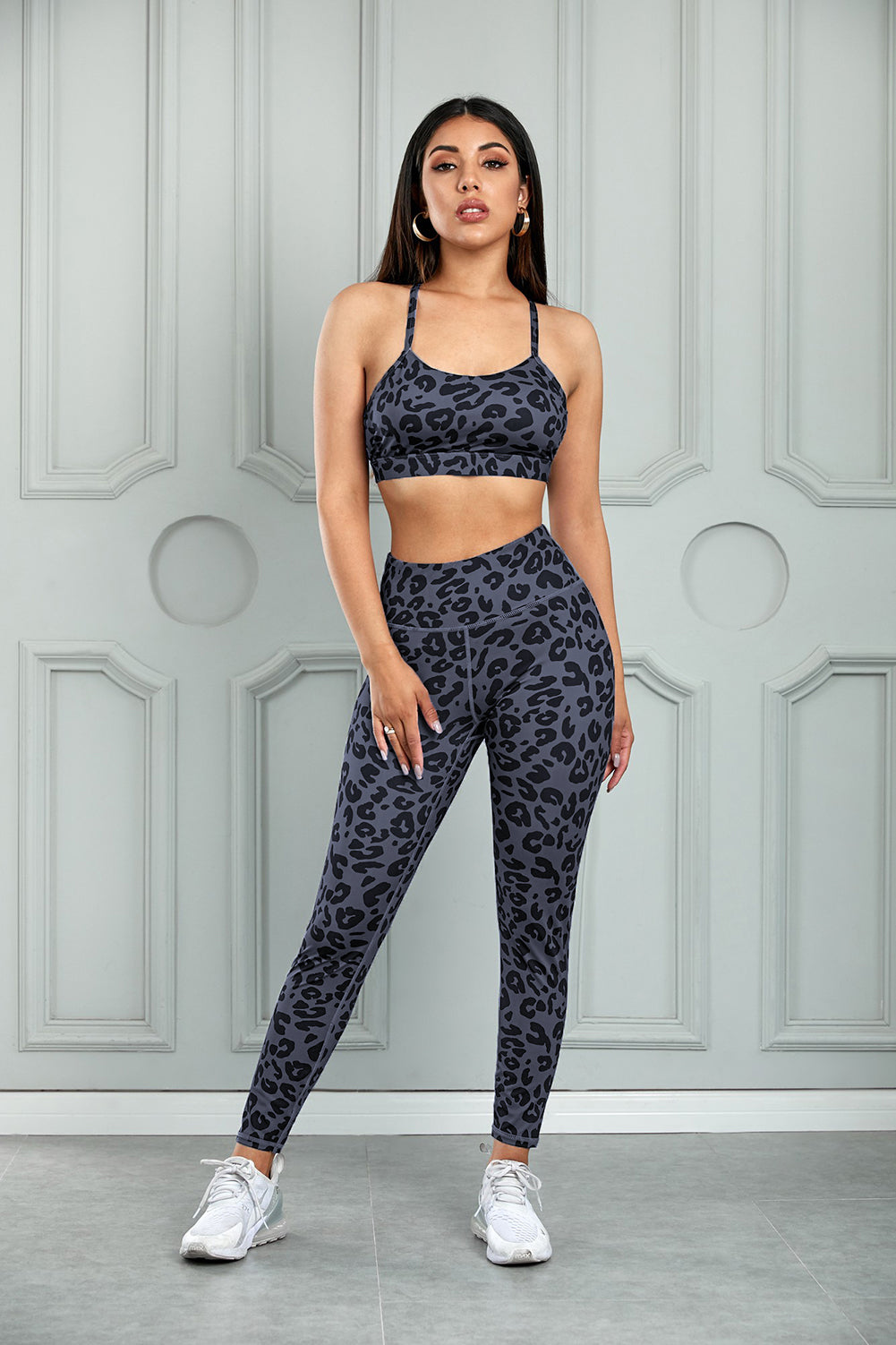 YogaFlex Leopard Cutout Sports Bra and Leggings Set - FleekGoddess