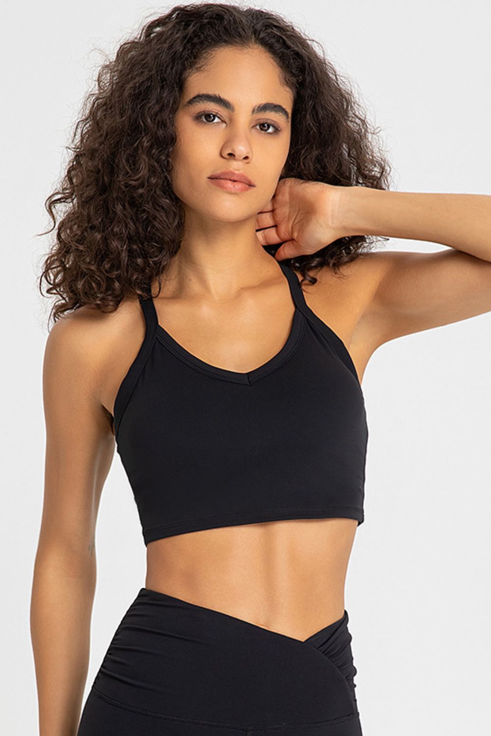 TrainTech Crisscross Back V-Neck Sports Bra - FleekGoddess