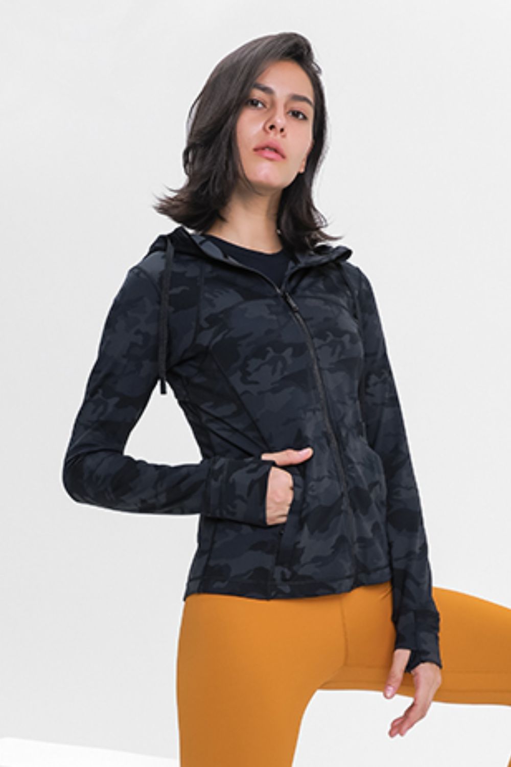 YogaFlex Drawstring Detail Zip Up Sports Jacket with Pockets - FleekGoddess