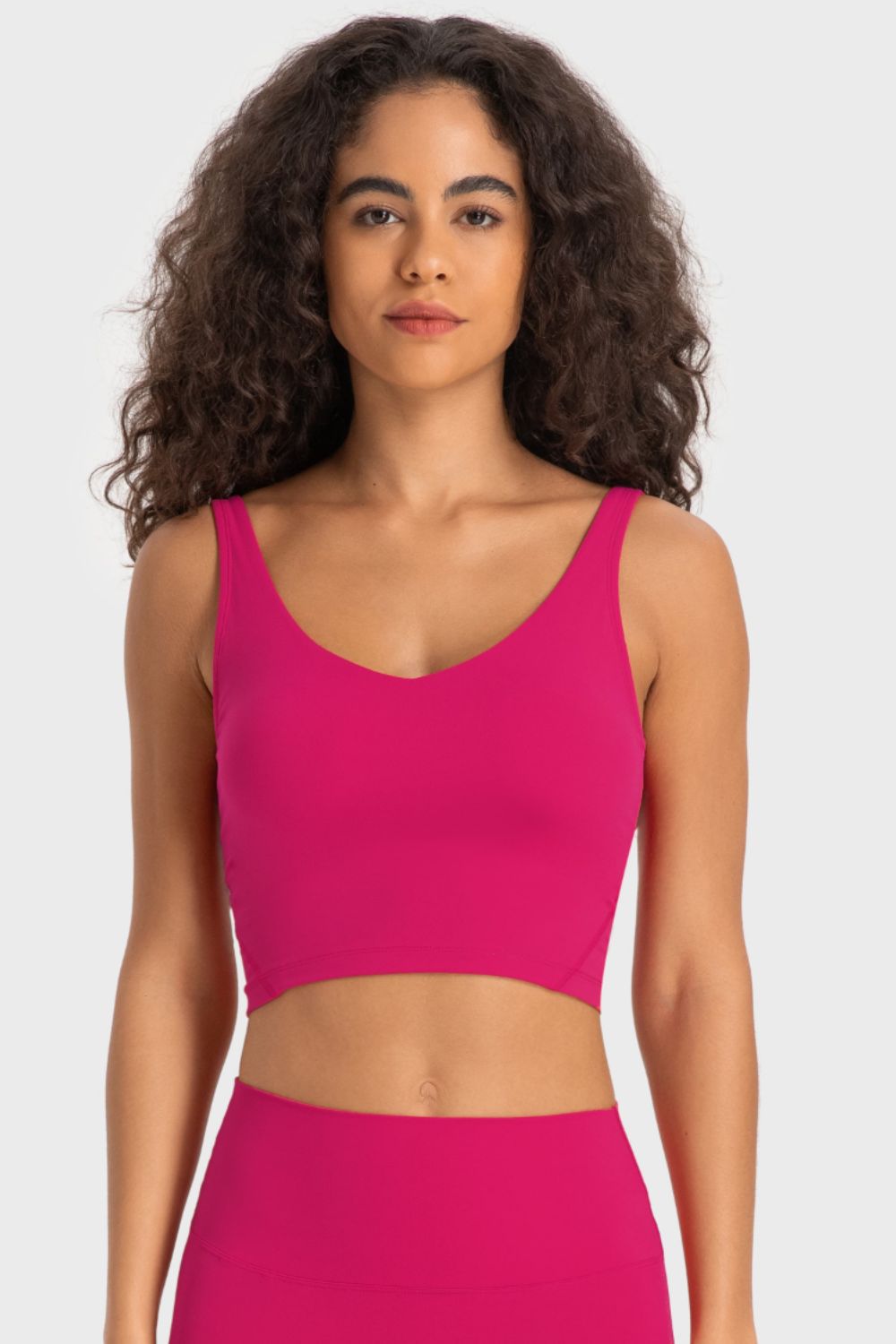 TrainTech Deep V-Neck Crop Sports Bra - FleekGoddess