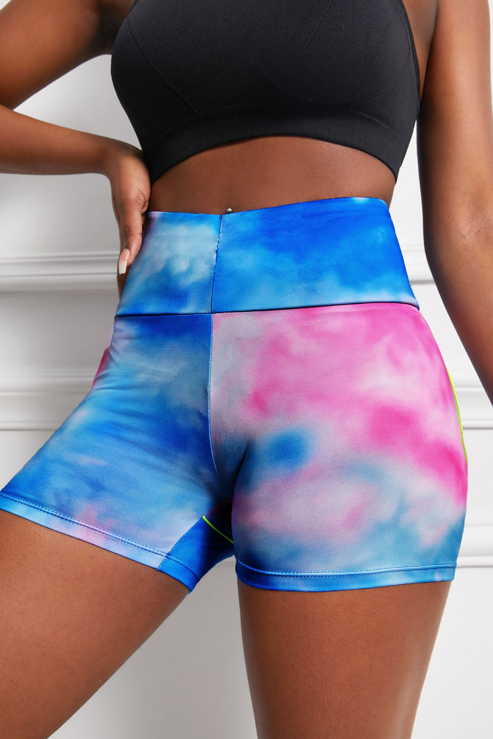 TrainTech Wide Waistband High Waist Yoga Shorts - FleekGoddess