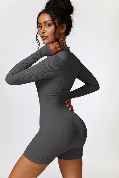 YogaFlex Half Zip Long Sleeve Romper - FleekGoddess