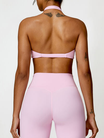 Twisted Halter Neck Active Bra - FleekGoddess