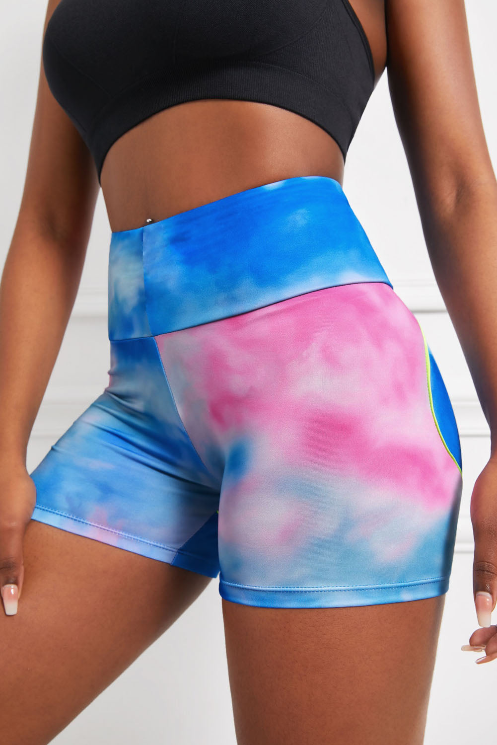 TrainTech Wide Waistband High Waist Yoga Shorts - FleekGoddess