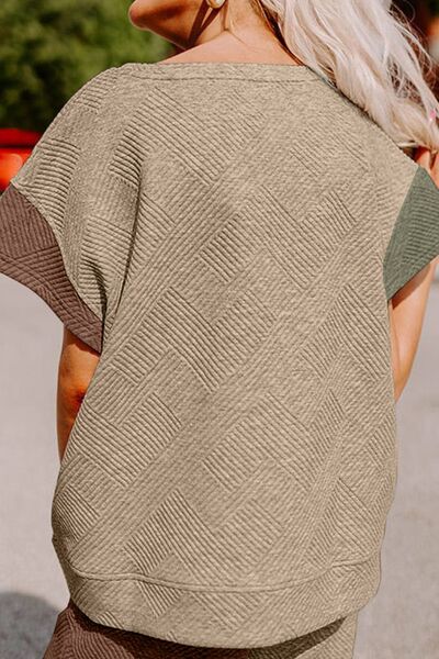 FleeceFlex Color Block Short Sleeve Top and Drawstring Pants Set - FleekGoddess