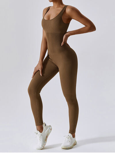 Wide Strap Sleeveless Active Jumpsuit - FleekGoddess