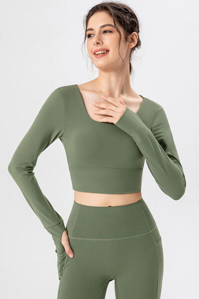 Square Neck Crisscross Active T-Shirt - FleekGoddess