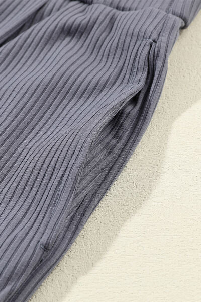 FleeceFlex Ribbed Round Neck Top and Wide-Leg Pants Set - FleekGoddess