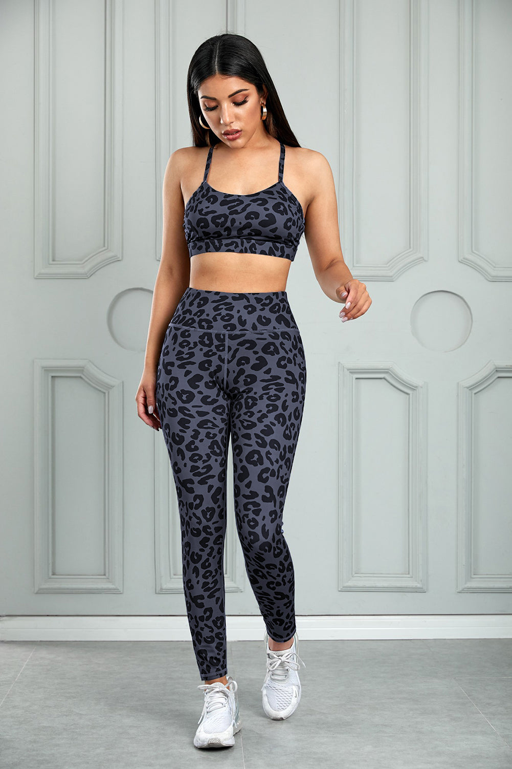 YogaFlex Leopard Cutout Sports Bra and Leggings Set - FleekGoddess