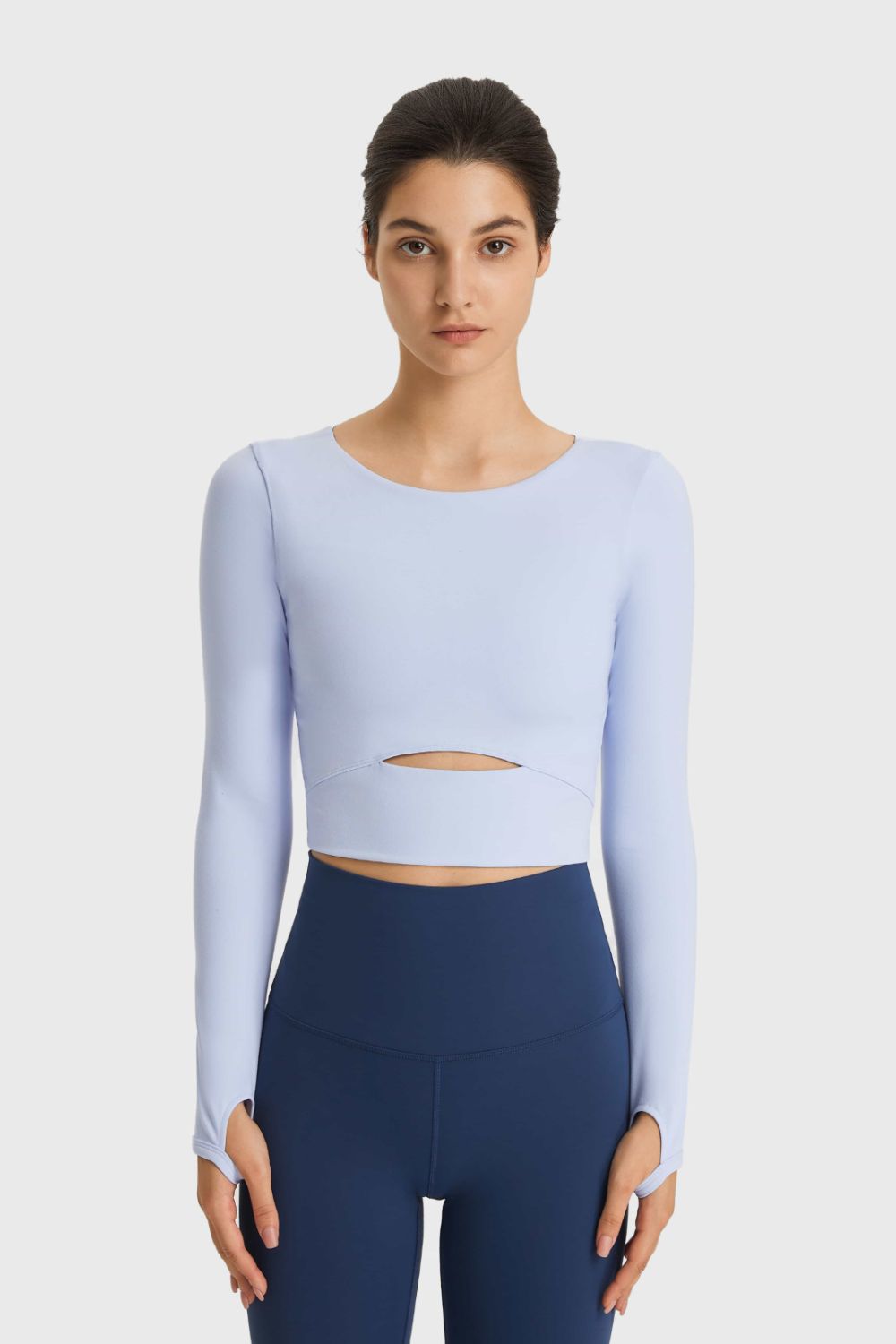 YogaFlex Cutout Long Sleeve Cropped Sports Top - FleekGoddess