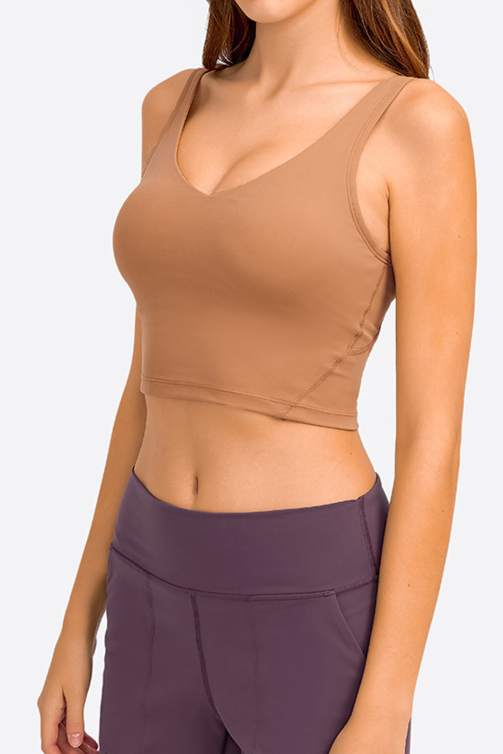 TrainTech Deep V-Neck Crop Sports Bra - FleekGoddess