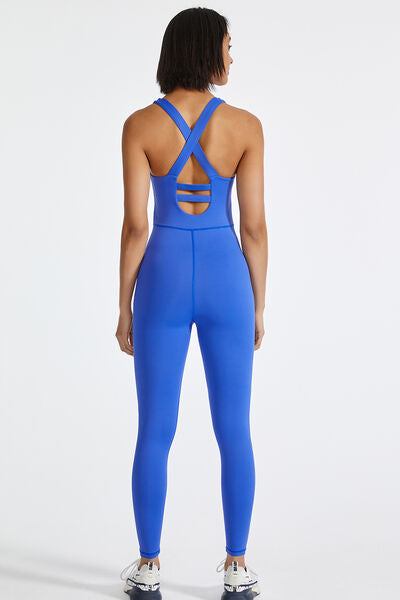 TrainTech Crisscross Back Wide Strap Active Jumpsuit - FleekGoddess