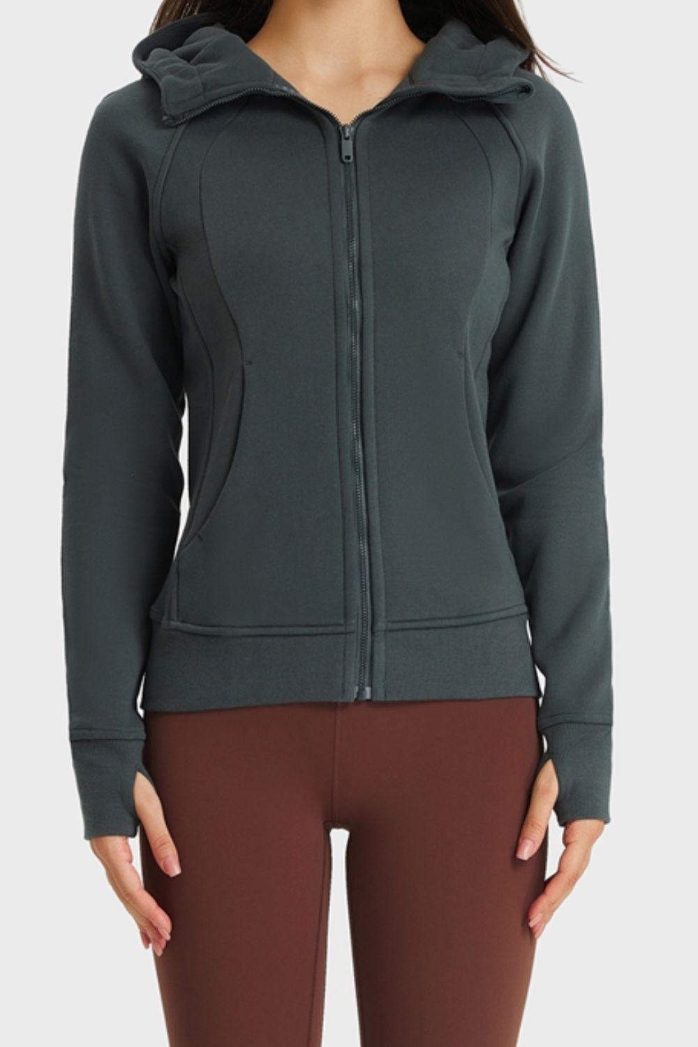 FleeceFlex Zip Up Seam Detail Hooded Sports Jacket - FleekGoddess