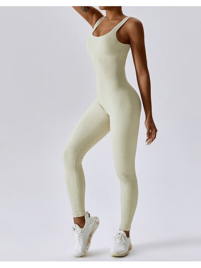 Wide Strap Sleeveless Active Jumpsuit - FleekGoddess
