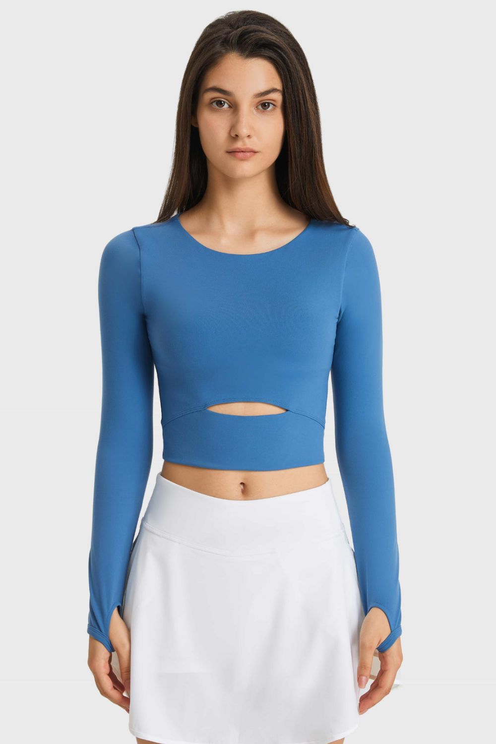 YogaFlex Cutout Long Sleeve Cropped Sports Top - FleekGoddess