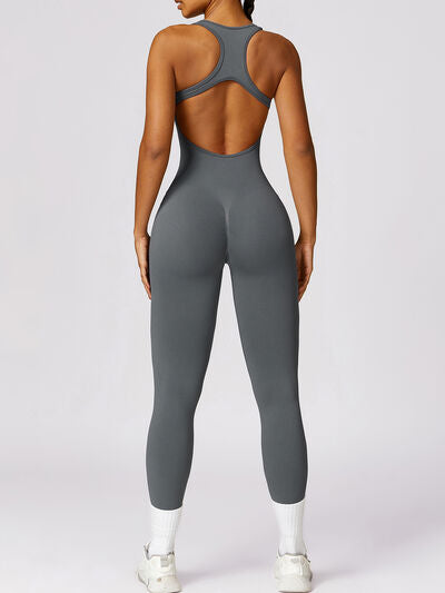 TrainTech Cutout Racerback Active Jumpsuit - FleekGoddess