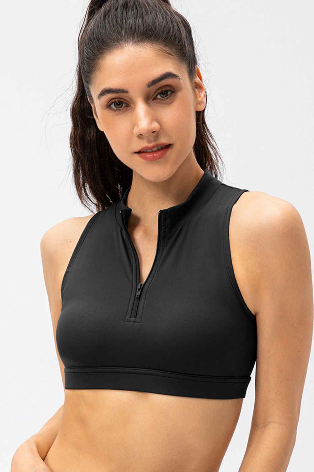 TrainTech Cropped Cutout Back Zipper Tank Top - FleekGoddess