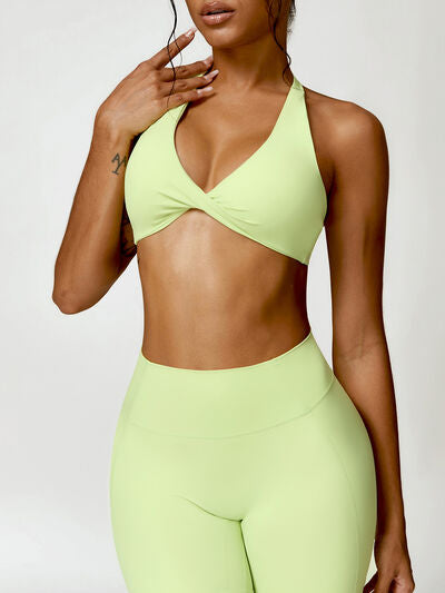 Twisted Halter Neck Active Bra - FleekGoddess