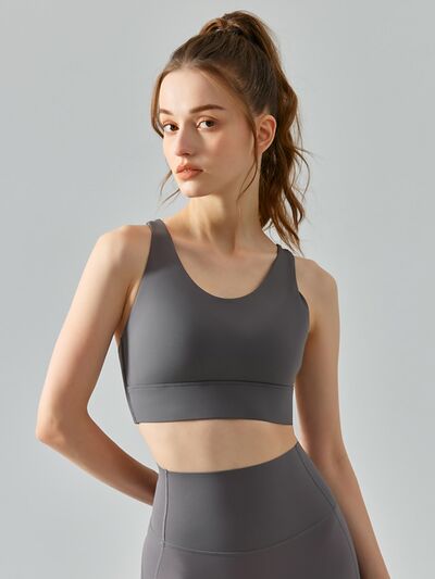 Round Neck Racerback Active Bra - FleekGoddess