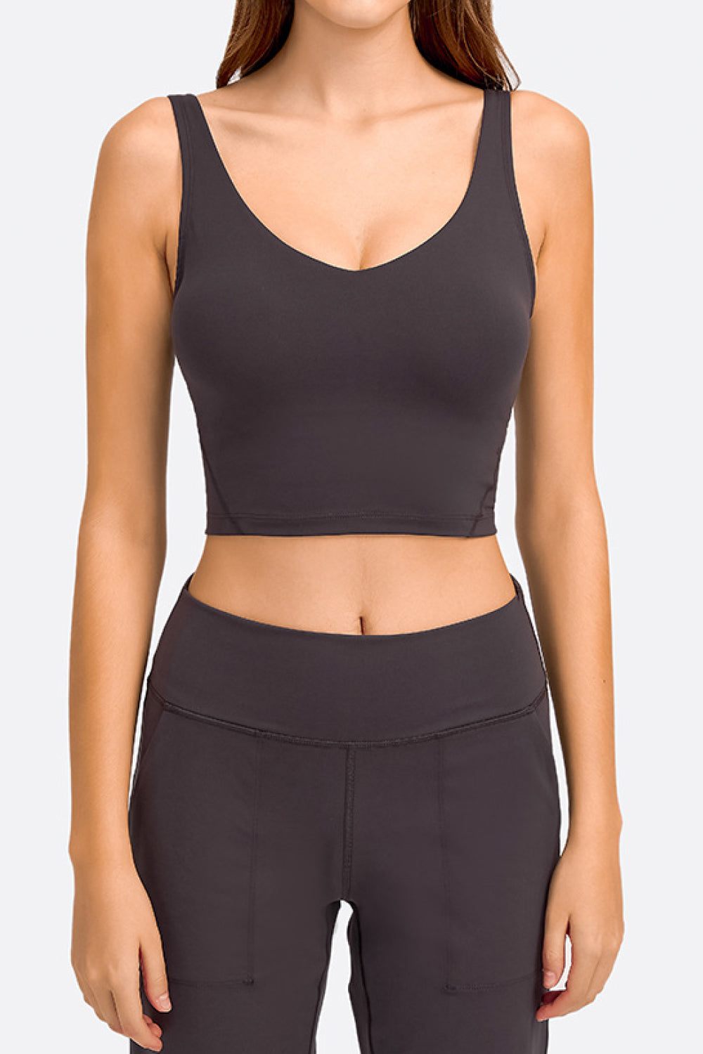 TrainTech Deep V-Neck Crop Sports Bra - FleekGoddess