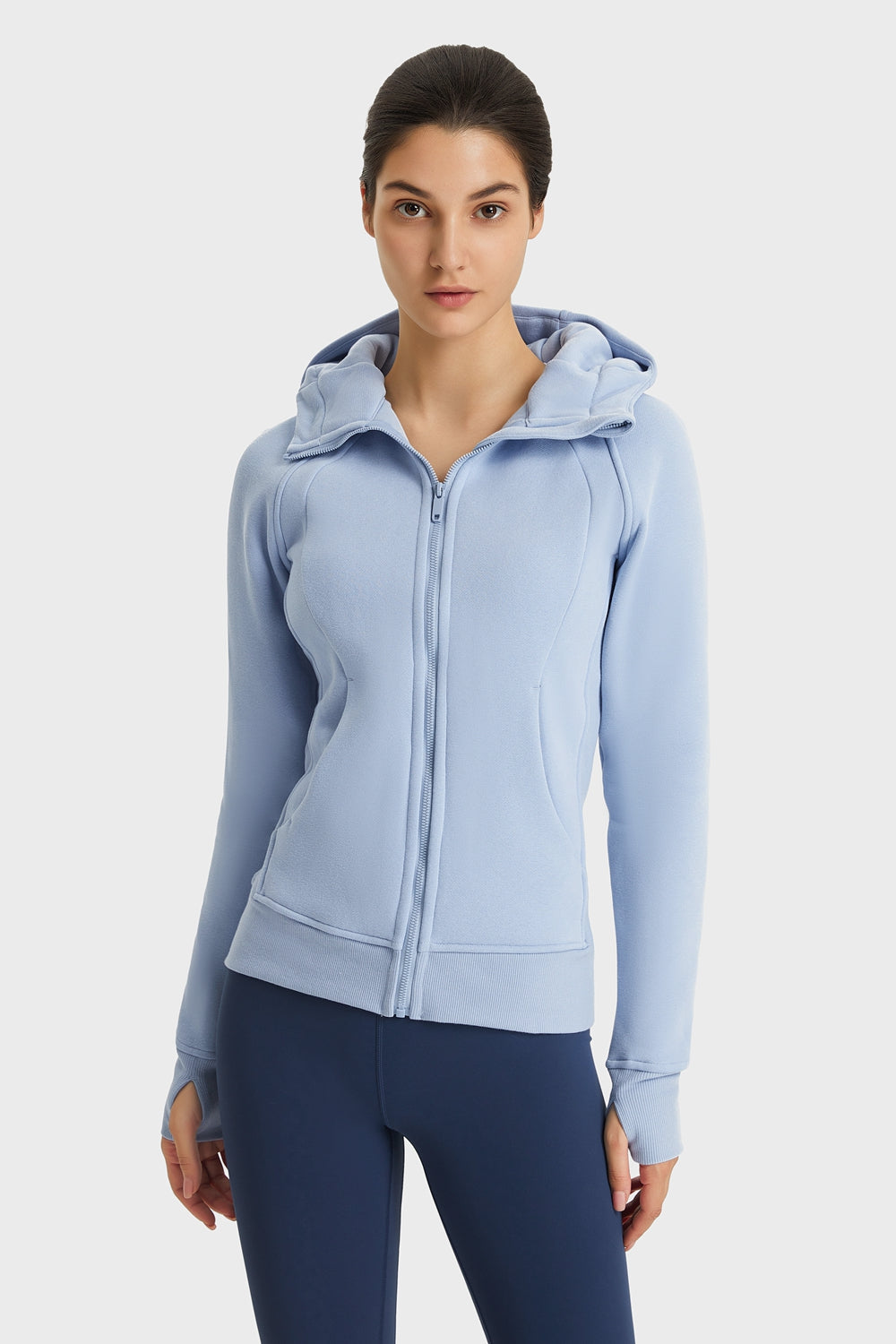 FleeceFlex Zip Up Seam Detail Hooded Sports Jacket - FleekGoddess
