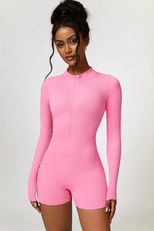 YogaFlex Half Zip Long Sleeve Romper - FleekGoddess