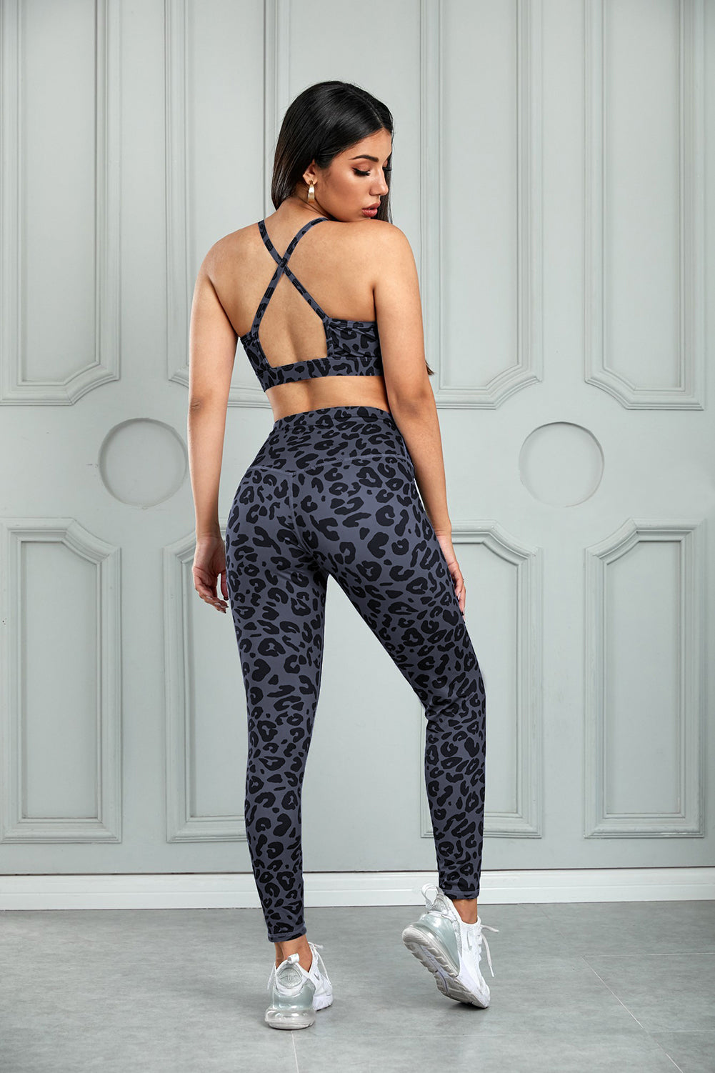 YogaFlex Leopard Cutout Sports Bra and Leggings Set - FleekGoddess
