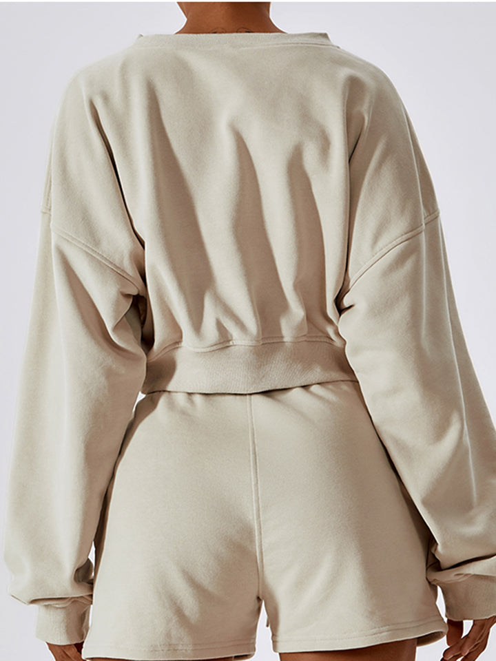 FleeceFlex V-Neck Dropped Shoulder Sports Sweatshirt - FleekGoddess