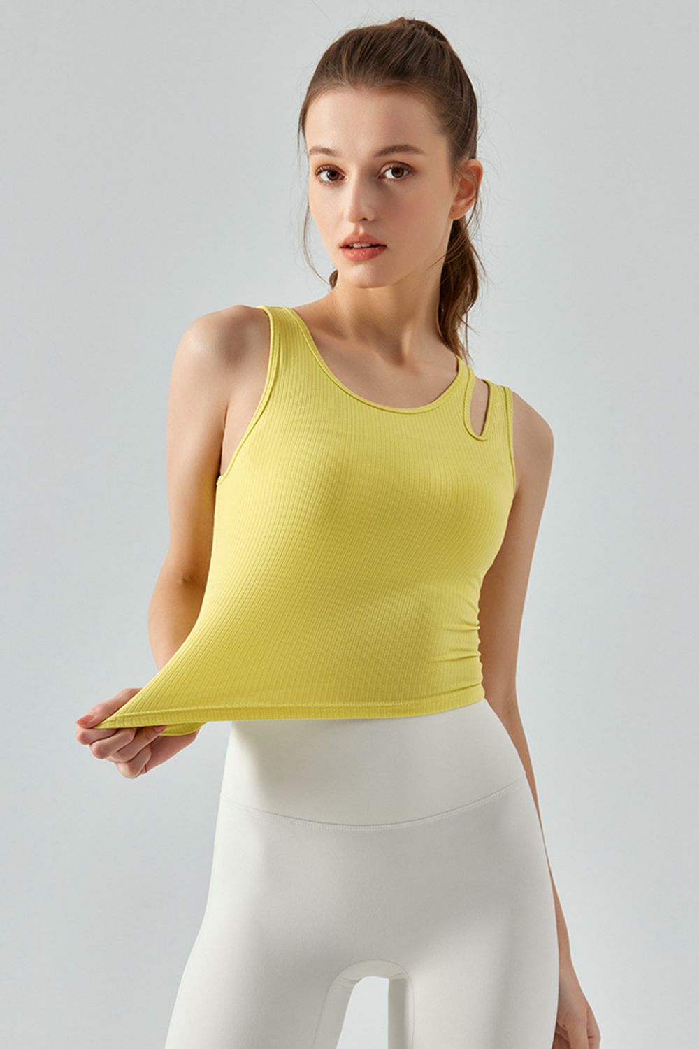 YogaFlex Ribbed Round Neck Sports Tank Top - FleekGoddess