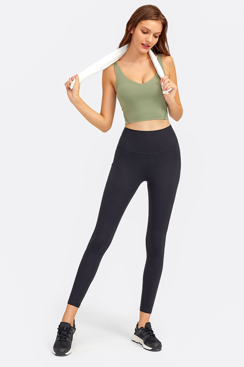 TrainTech Deep V-Neck Crop Sports Bra - FleekGoddess