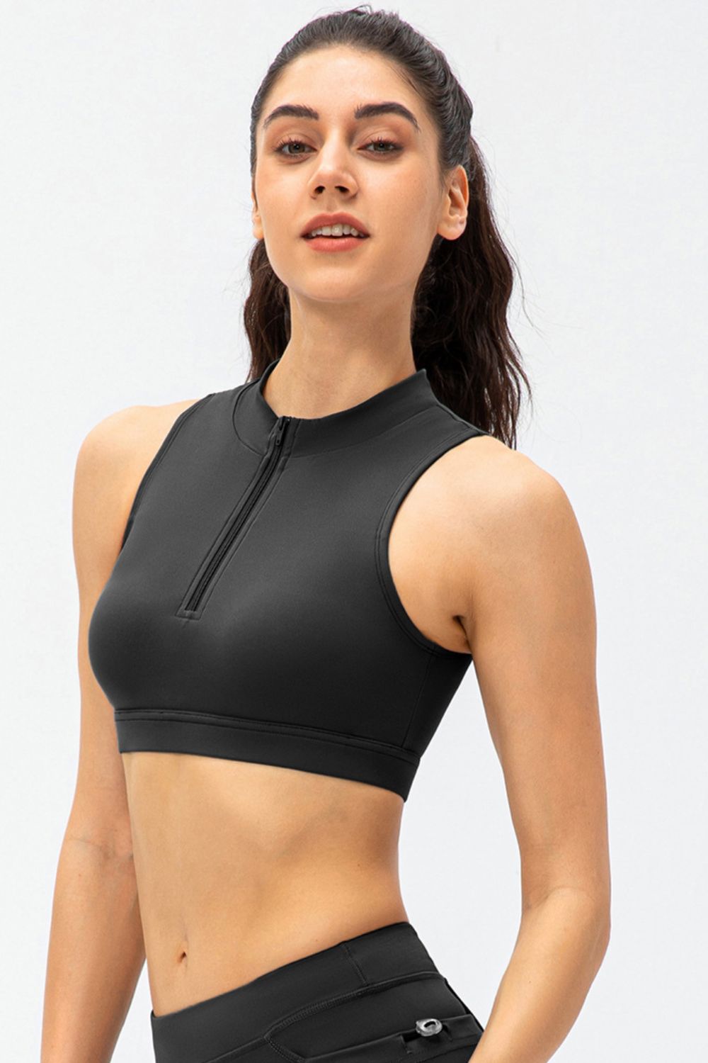 TrainTech Cropped Cutout Back Zipper Tank Top - FleekGoddess