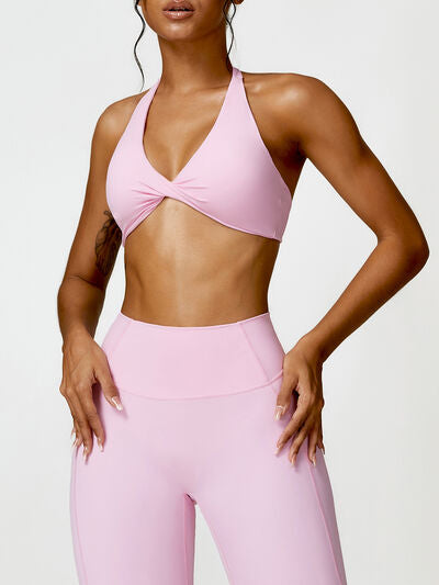 Twisted Halter Neck Active Bra - FleekGoddess