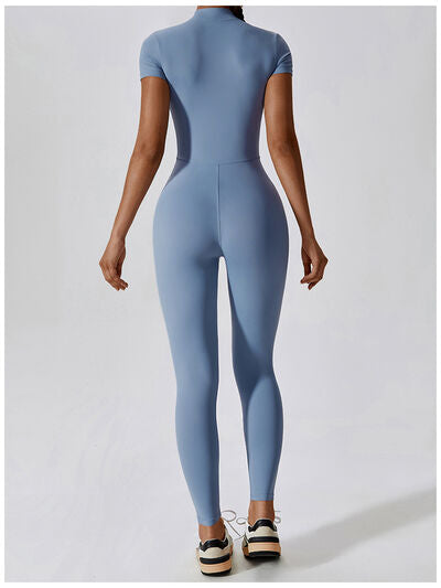 TrainTech Half Zip Short Sleeve Active Jumpsuit - FleekGoddess