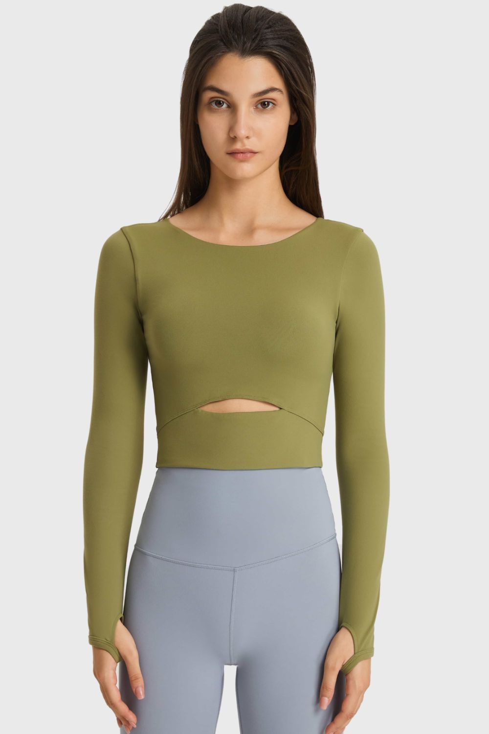 YogaFlex Cutout Long Sleeve Cropped Sports Top - FleekGoddess