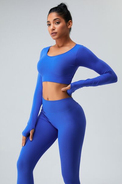 YogaFlex Cutout Round Neck Long Sleeve Active T-Shirt - FleekGoddess