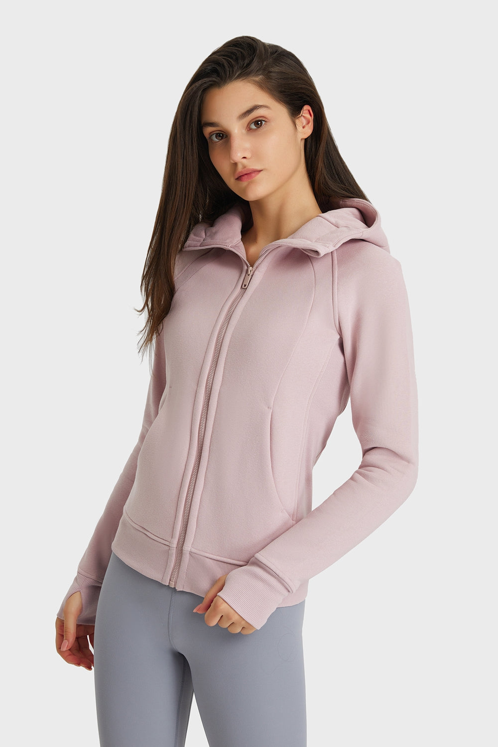 FleeceFlex Zip Up Seam Detail Hooded Sports Jacket - FleekGoddess