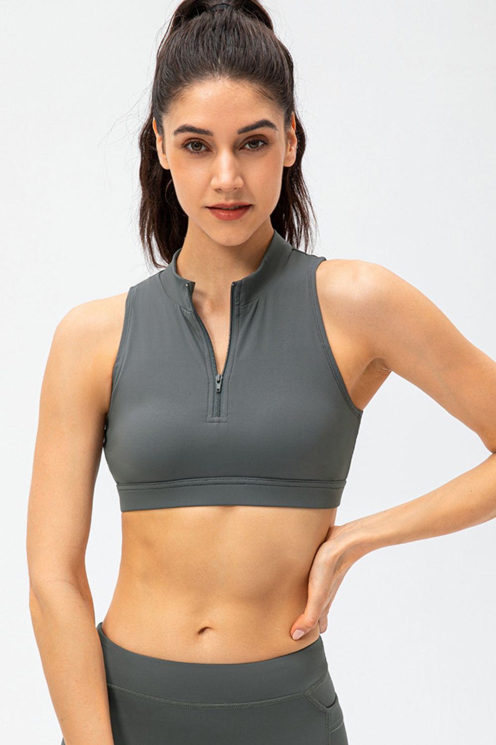 TrainTech Cropped Cutout Back Zipper Tank Top - FleekGoddess