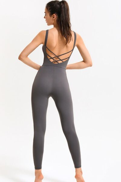 FleeceFlex Crisscross Sleeveless Active Jumpsuit - FleekGoddess