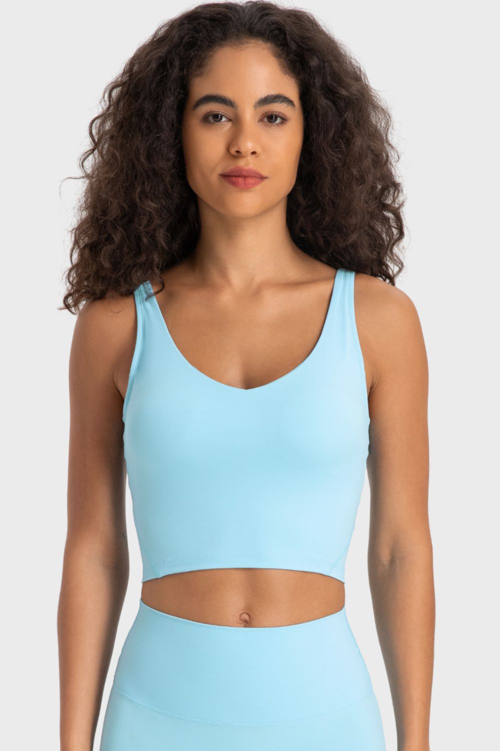TrainTech Deep V-Neck Crop Sports Bra - FleekGoddess