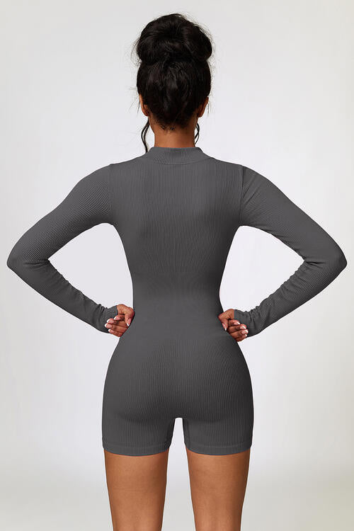 YogaFlex Half Zip Long Sleeve Romper - FleekGoddess