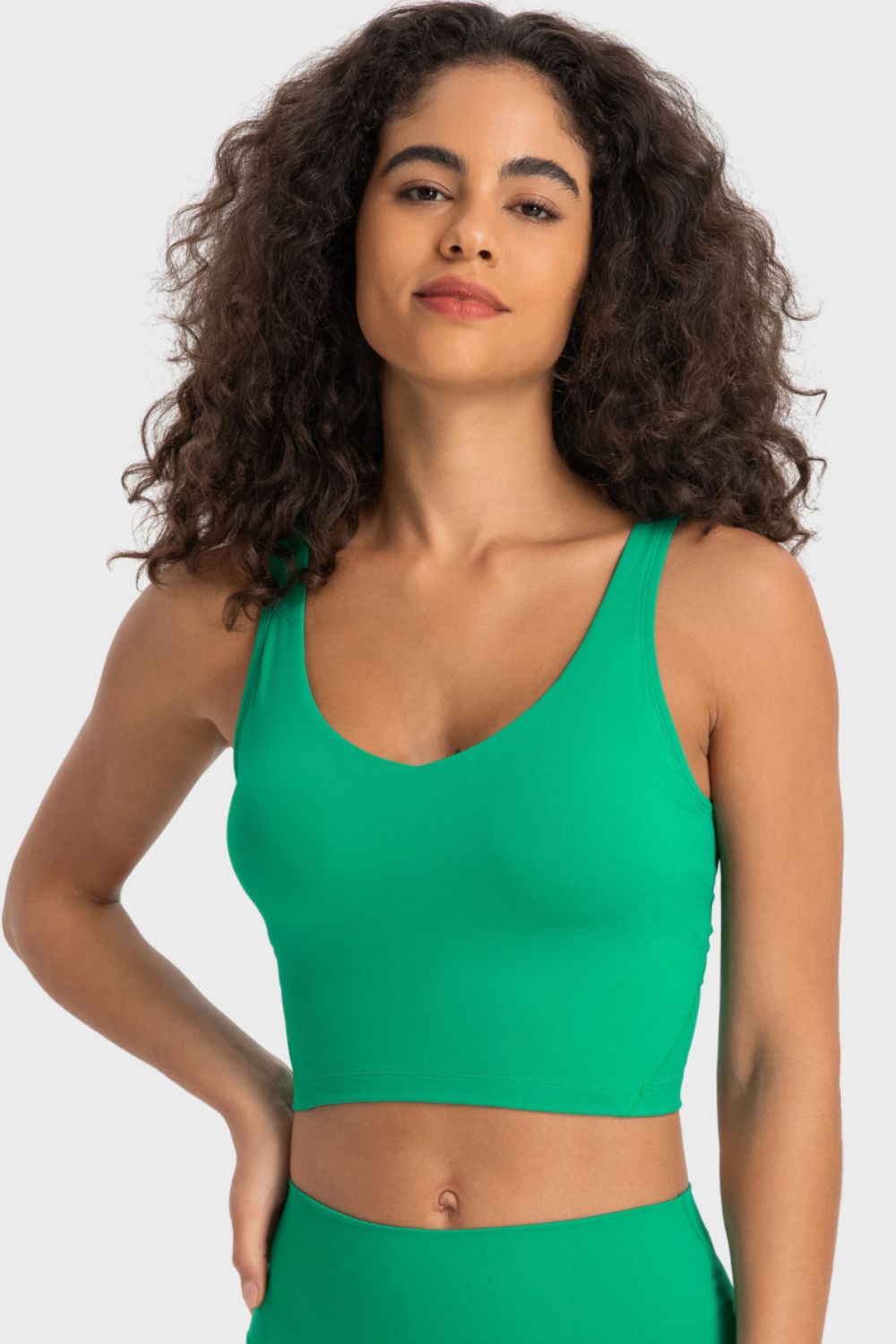 TrainTech Deep V-Neck Crop Sports Bra - FleekGoddess