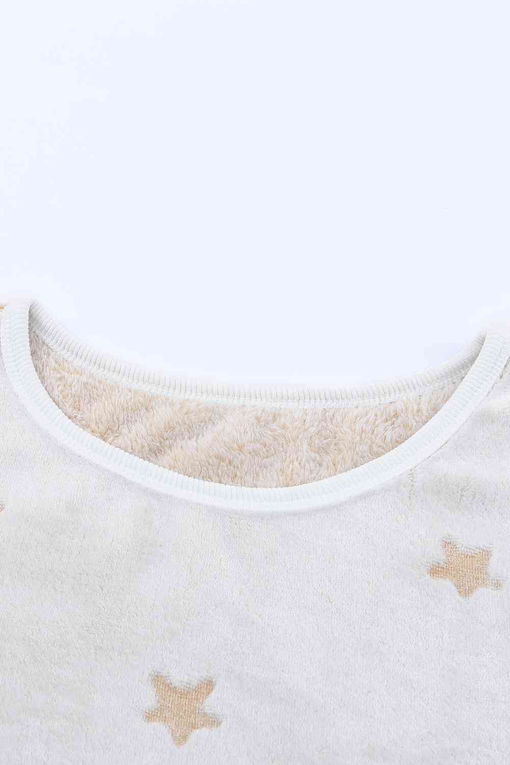 FleekGoddess Round Neck Dropped Shoulder Star Print Top and Shorts Lounge Set - FleekGoddess