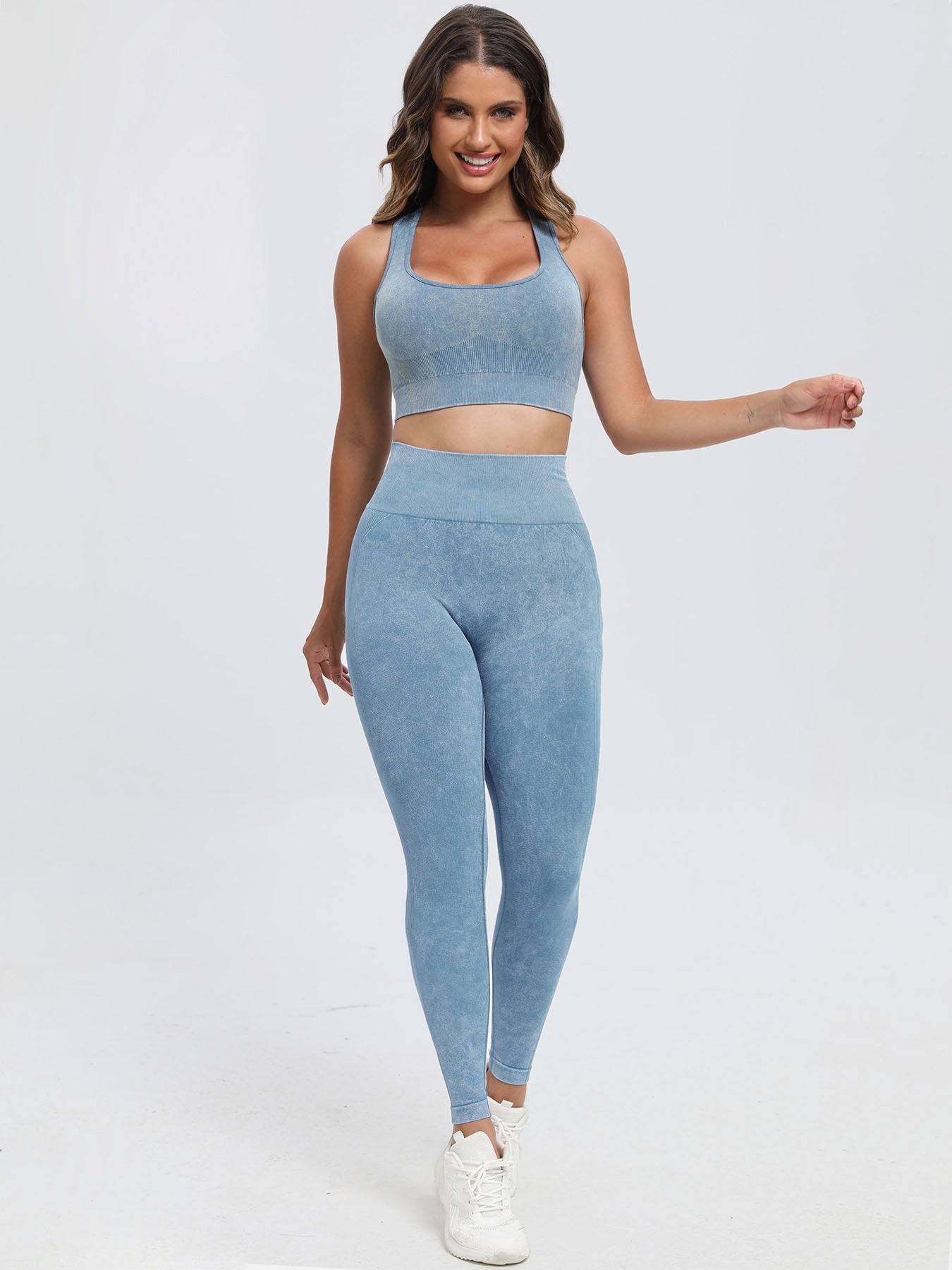 TrainTech Scoop Neck Wide Strap Top and Pants Active Set - FleekGoddess