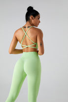 TrainTech Crisscross Scoop Neck Top and High Waist Pants Active Set - FleekGoddess