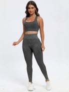 TrainTech Scoop Neck Wide Strap Top and Pants Active Set - FleekGoddess