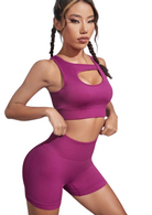 TrainTech Cutout Crop Top and Shorts Set - FleekGoddess