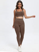 TrainTech Scoop Neck Wide Strap Top and Pants Active Set - FleekGoddess