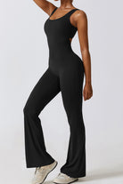 YogaFlex Cutout Ruched Bootcut Sleeveless Active Jumpsuit - FleekGoddess