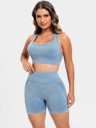 TrainTech Scoop Neck Wide Strap Top and Shorts Active Set - FleekGoddess